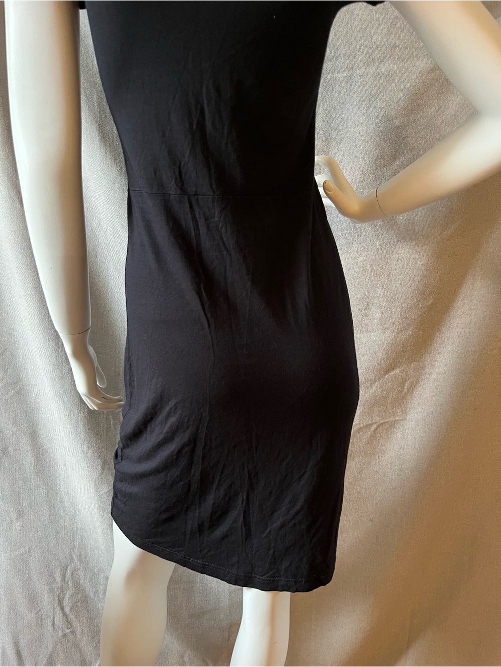 Peter Pan Collared Chic Black soft Jersey Dress XS - Picture 8 of 8